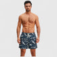 Men's Shark Camo Print Swim Trunks with Adjustable Drawstring and Side Pockets