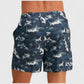 Men's Shark Camo Print Swim Trunks with Adjustable Drawstring and Side Pockets