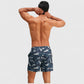 Men's Shark Camo Print Swim Trunks with Adjustable Drawstring and Side Pockets