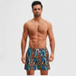 Men's Geometric Print Swim Trunks with Elastic Waistband and Side Pockets