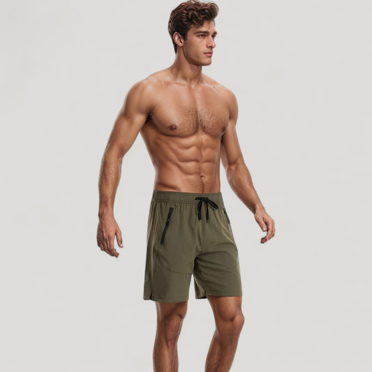 Men's Swim Trunks with Zipper Pockets and Adjustable Drawstring Waistband for Everyday Comfort