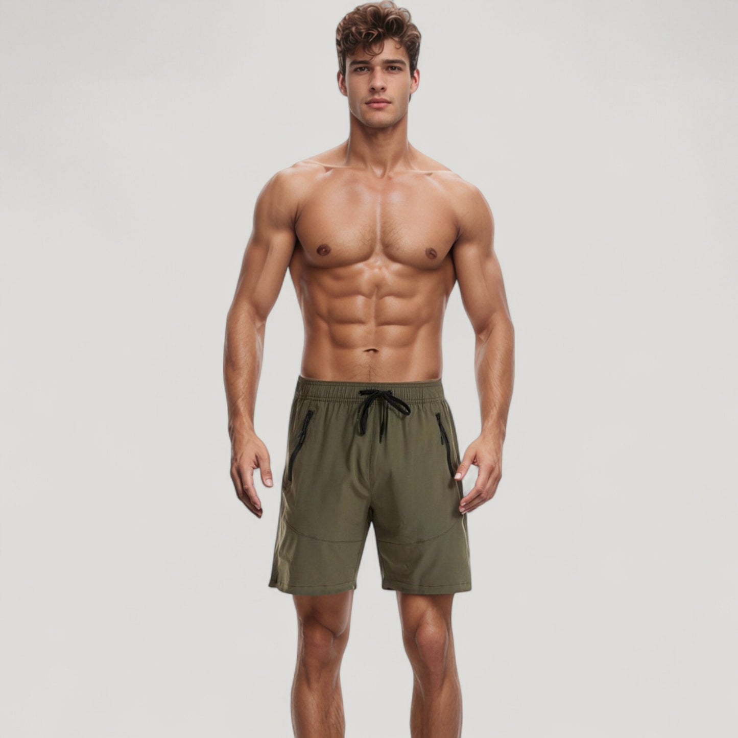 Men's Swim Trunks with Zipper Pockets and Adjustable Drawstring Waistband for Everyday Comfort