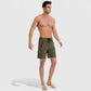 Men's Solid Performance Swim Trunks with Zip Pockets and Adjustable Drawstring Waist