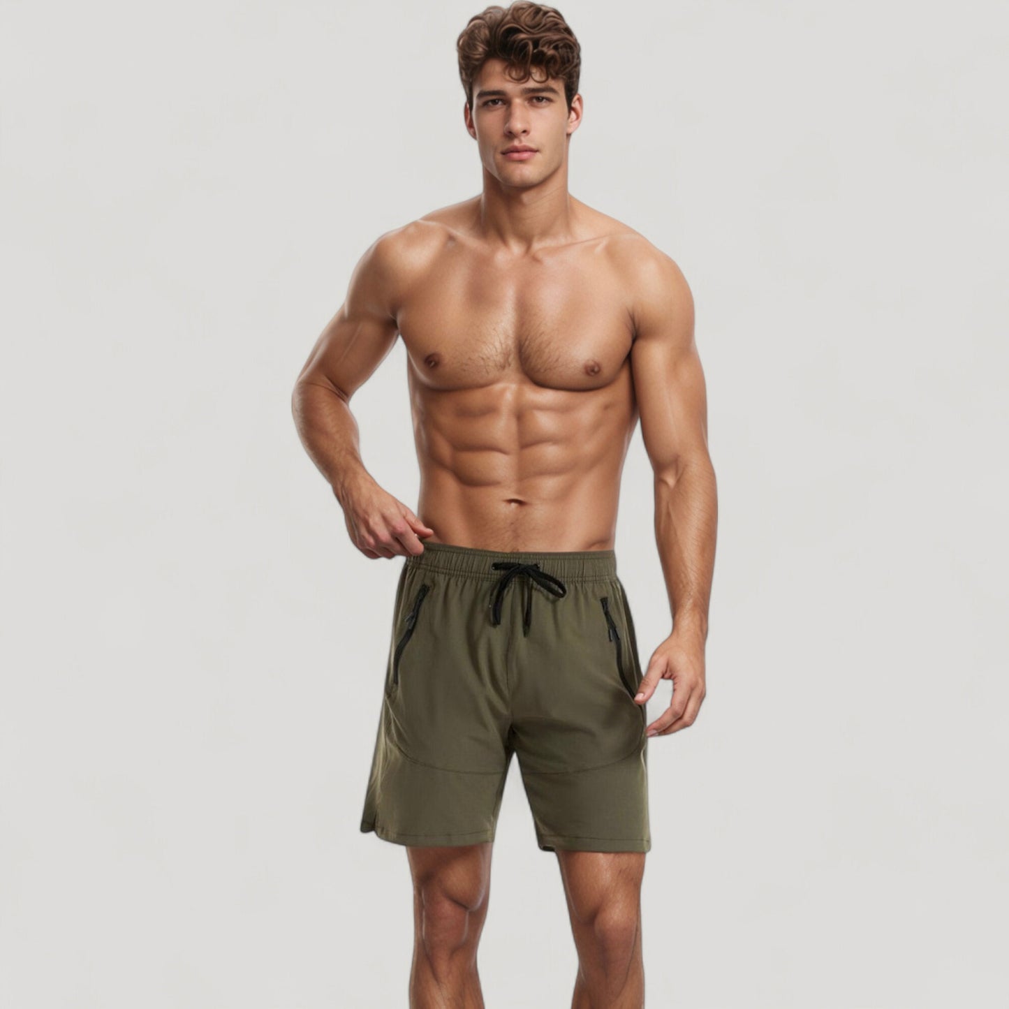 Men's Swim Trunks with Zipper Pockets and Adjustable Drawstring Waistband for Everyday Comfort