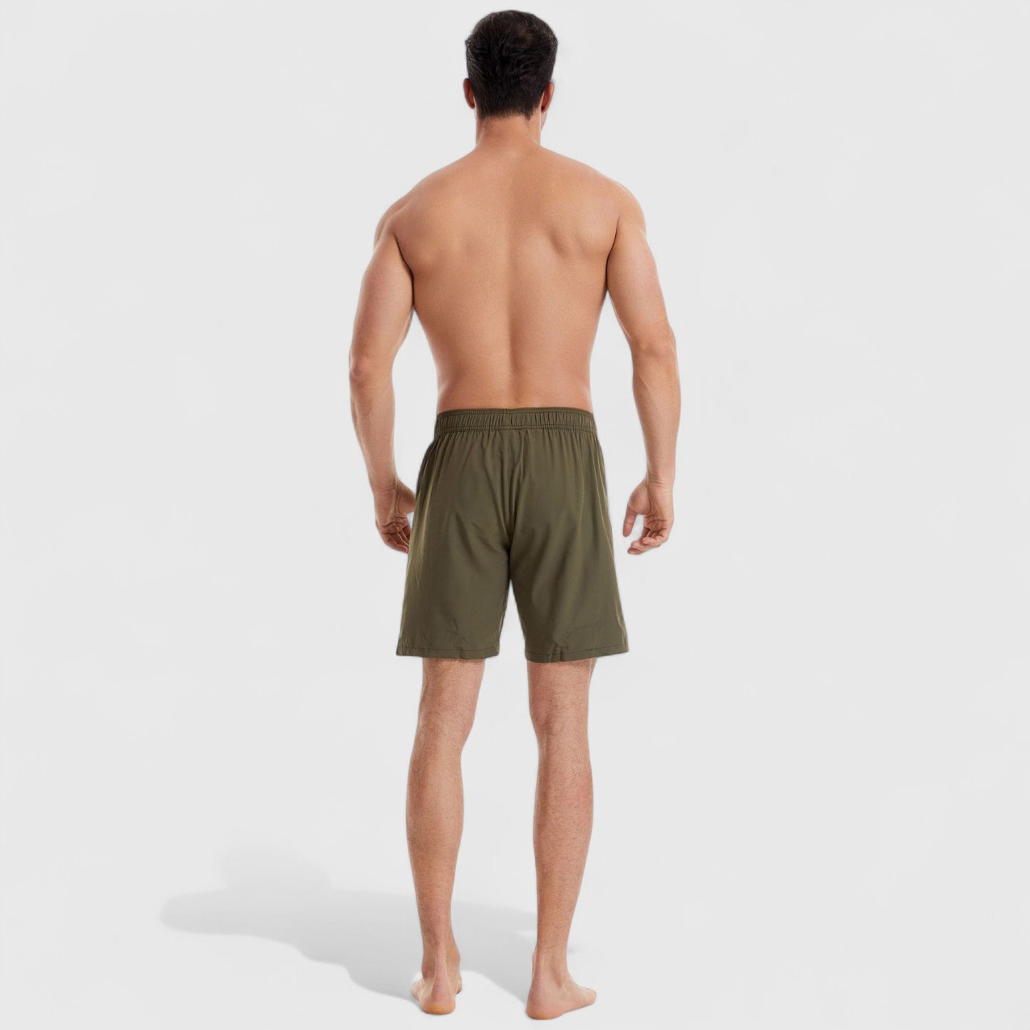 Men's Solid Performance Swim Trunks with Zip Pockets and Adjustable Drawstring Waist