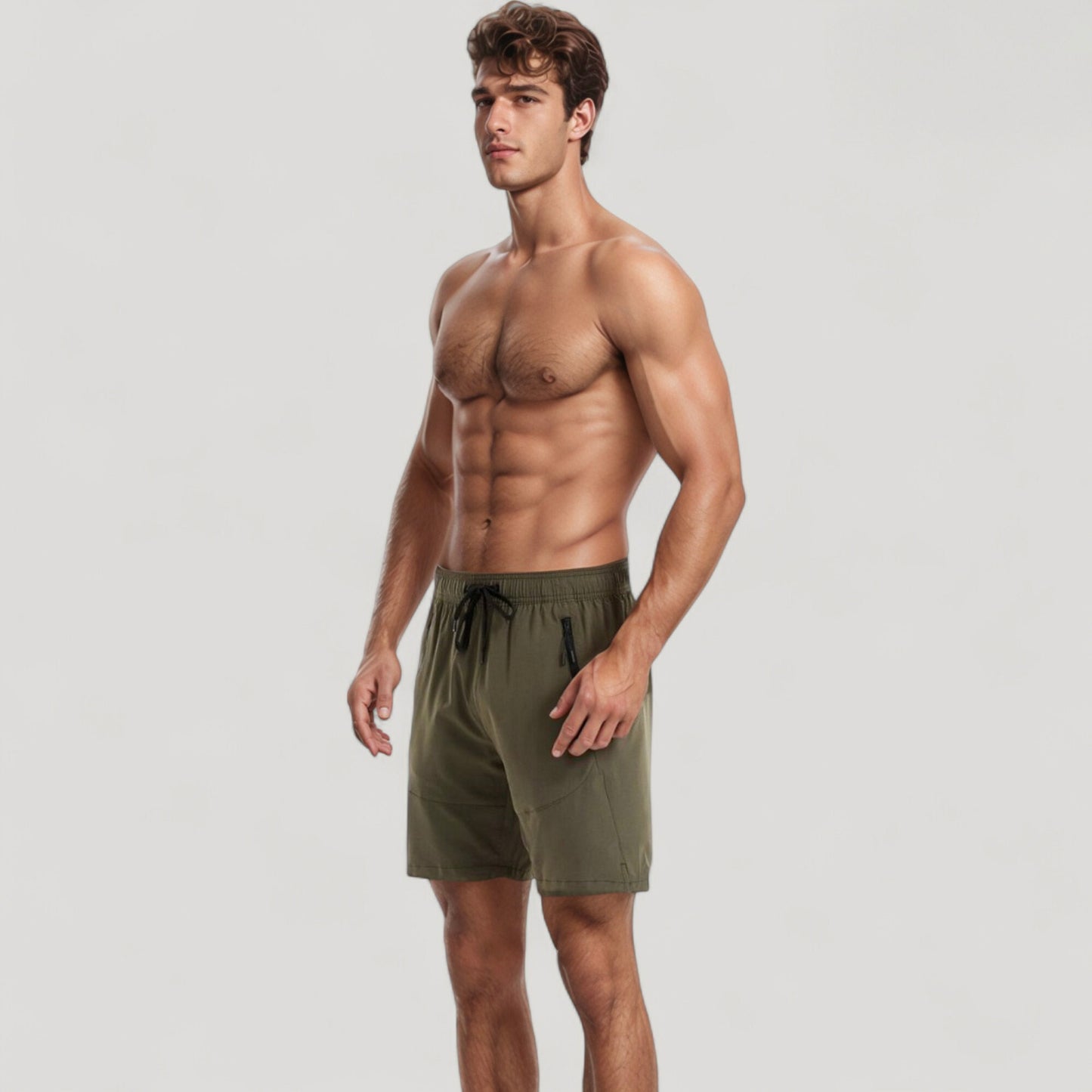 Men's Swim Trunks with Zipper Pockets and Adjustable Drawstring Waistband for Everyday Comfort