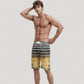 Men's Striped Swim Trunks with Adjustable Waistband and Lightweight Quick-Dry Fabric for Active Comfort