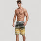 Men's Striped Swim Trunks with Adjustable Waistband and Lightweight Quick-Dry Fabric for Active Comfort