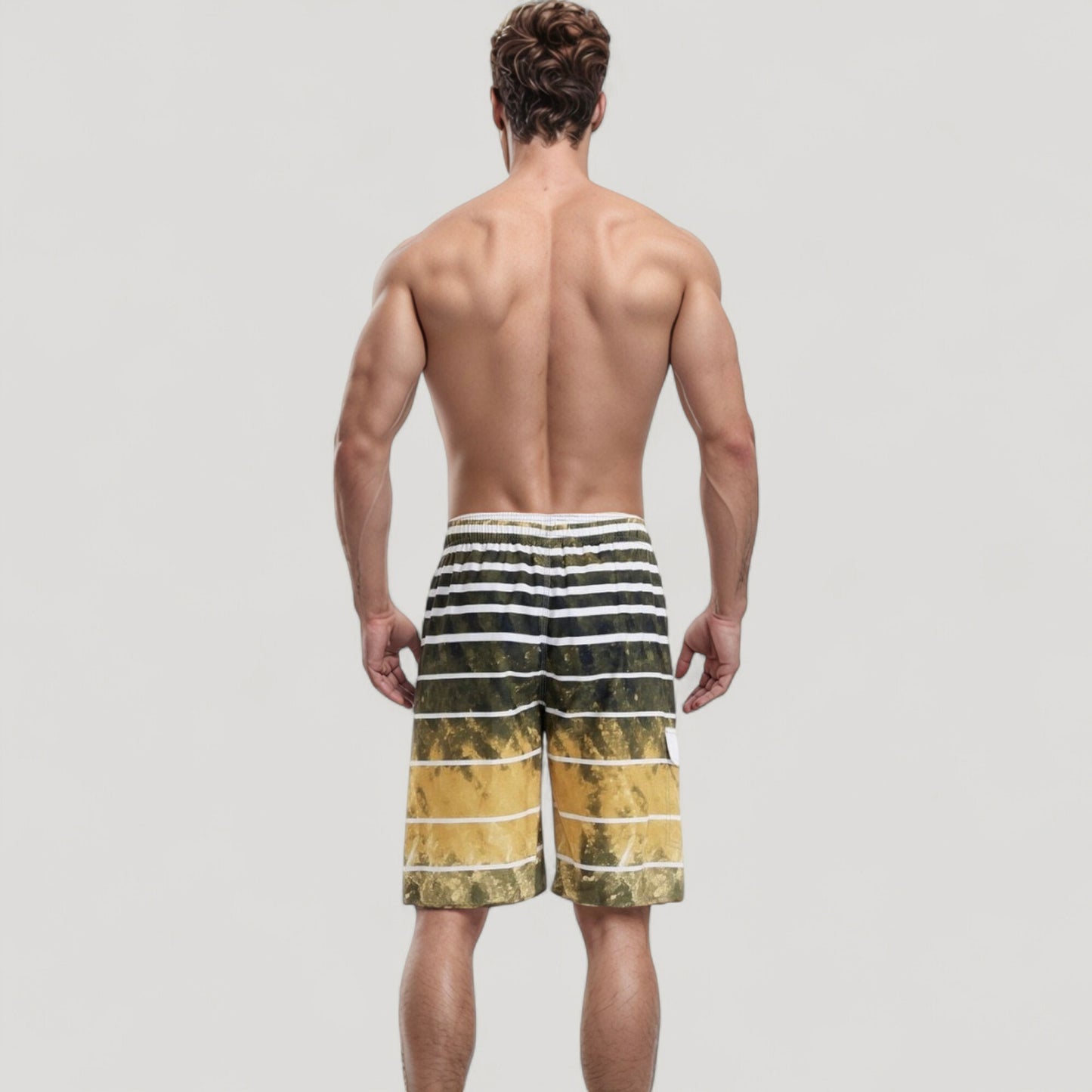 Men's Striped Swim Trunks with Adjustable Waistband and Lightweight Quick-Dry Fabric for Active Comfort