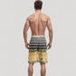 Men's Striped Swim Trunks with Adjustable Waistband and Lightweight Quick-Dry Fabric for Active Comfort