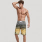 Men's Striped Swim Trunks with Adjustable Waistband and Lightweight Quick-Dry Fabric for Active Comfort
