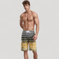 Men's Striped Swim Trunks with Adjustable Waistband and Lightweight Quick-Dry Fabric for Active Comfort