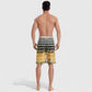 Men's Striped Ombre Board Shorts with Elastic Waistband and Drawstring Closure
