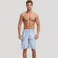 Men's Tropical Print Swim Trunks with Adjustable Drawstring Waist and Cargo Pocket Detail