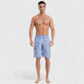 Men's Pineapple Print Swim Shorts with Adjustable Drawstring Waist and Mid-Length Fit