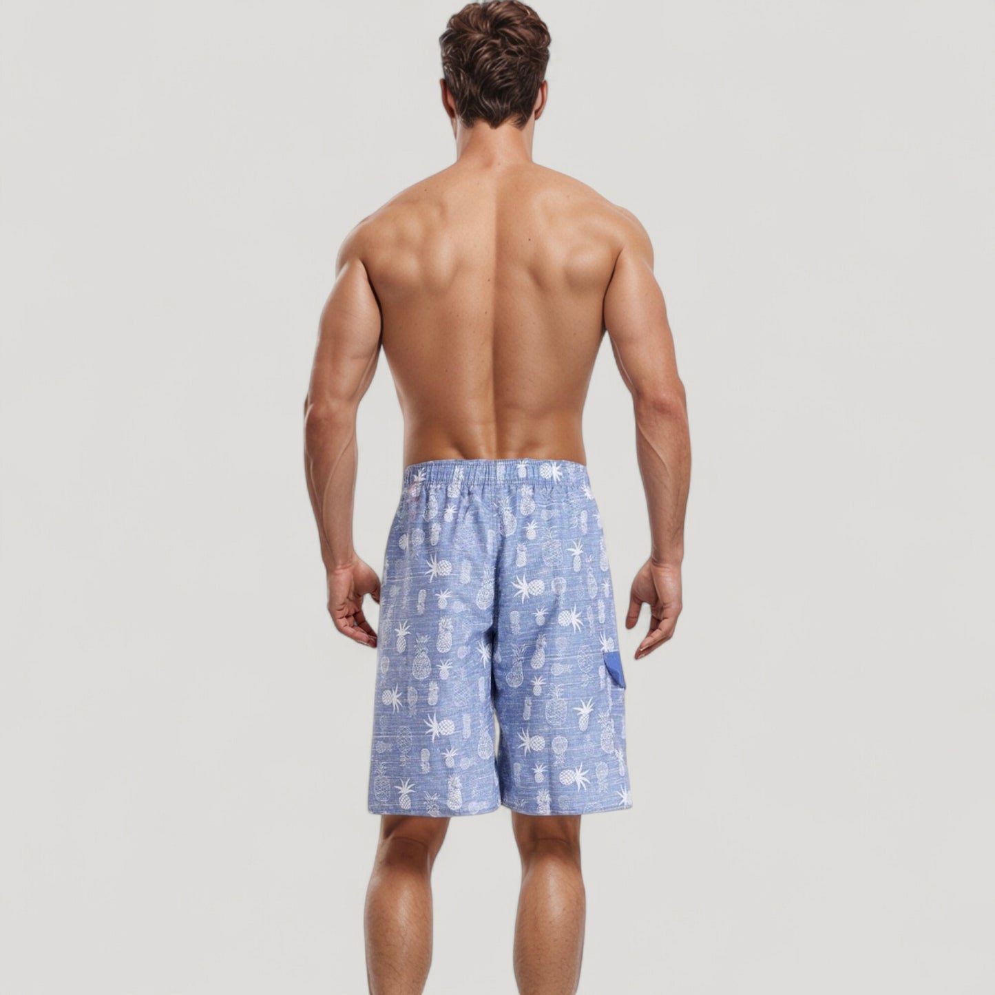 Men's Pineapple Print Swim Trunks with Adjustable Drawstring Waist and Lightweight Quick-Dry Fabric
