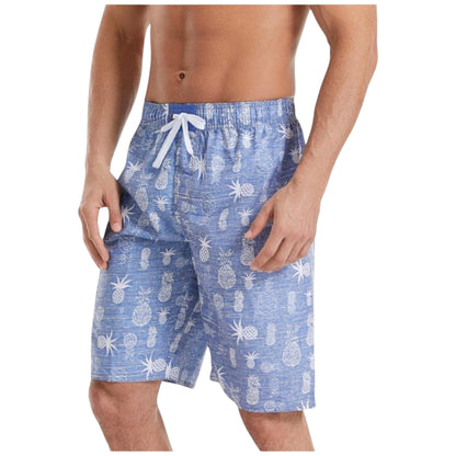 Men's Pineapple Print Swim Shorts with Adjustable Drawstring Waist and Mid-Length Fit