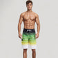 Men's Ombre Stripe Swim Trunks with Drawstring Waistband and Quick-Dry Lightweight Fabric for Comfortable Wear