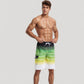 Men's Ombre Stripe Swim Trunks with Drawstring Waistband and Quick-Dry Lightweight Fabric for Comfortable Wear