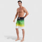 Men's Stripe Swim Shorts with Cargo Pocket and Adjustable Drawstring Waist