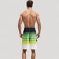 Men's Ombre Stripe Swim Trunks with Drawstring Waistband and Quick-Dry Lightweight Fabric for Comfortable Wear