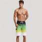 Men's Ombre Stripe Swim Trunks with Drawstring Waistband and Quick-Dry Lightweight Fabric for Comfortable Wear
