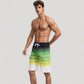 Men's Ombre Stripe Swim Trunks with Drawstring Waistband and Quick-Dry Lightweight Fabric for Comfortable Wear