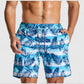 Men's Palm Leaf Print Swim Shorts with Adjustable Drawstring Waist