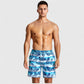 Men's Palm Leaf Print Swim Shorts with Adjustable Drawstring Waist