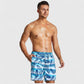 Men's Palm Leaf Print Swim Shorts with Adjustable Drawstring Waist