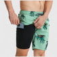 Men's Toucan Print Swim Shorts with Tropical Leaf Pattern and Adjustable Drawstring Waist