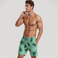 Men's Tropical Toucan Print Swim Trunks with Elastic Drawstring Waist and Quick-Dry Lightweight Fabric