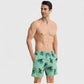 Men's Toucan Print Swim Shorts with Tropical Leaf Pattern and Adjustable Drawstring Waist