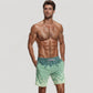 Men's Gradient Checkered Swim Trunks with Adjustable Drawstring Waistband and Quick-Dry Lightweight Fabric