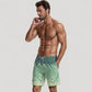 Men's Gradient Checkered Swim Trunks with Adjustable Drawstring Waistband and Quick-Dry Lightweight Fabric