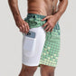 Men's Gradient Checkered Swim Trunks with Adjustable Drawstring Waistband and Quick-Dry Lightweight Fabric