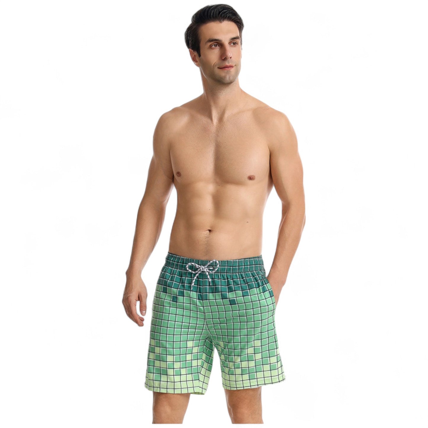 Men's Swim Shorts with Adjustable Drawstring Waistband and Quick-Dry Fabric