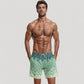 Men's Gradient Checkered Swim Trunks with Adjustable Drawstring Waistband and Quick-Dry Lightweight Fabric