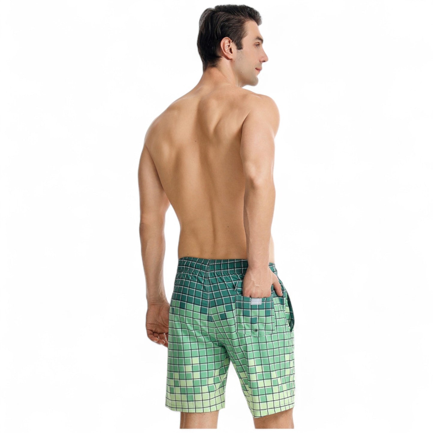 Men's Swim Shorts with Adjustable Drawstring Waistband and Quick-Dry Fabric