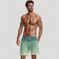 Men's Gradient Checkered Swim Trunks with Adjustable Drawstring Waistband and Quick-Dry Lightweight Fabric