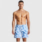 Men's Marble Tie-Dye Print Swim Shorts with Elastic Waistband and Adjustable Drawstring