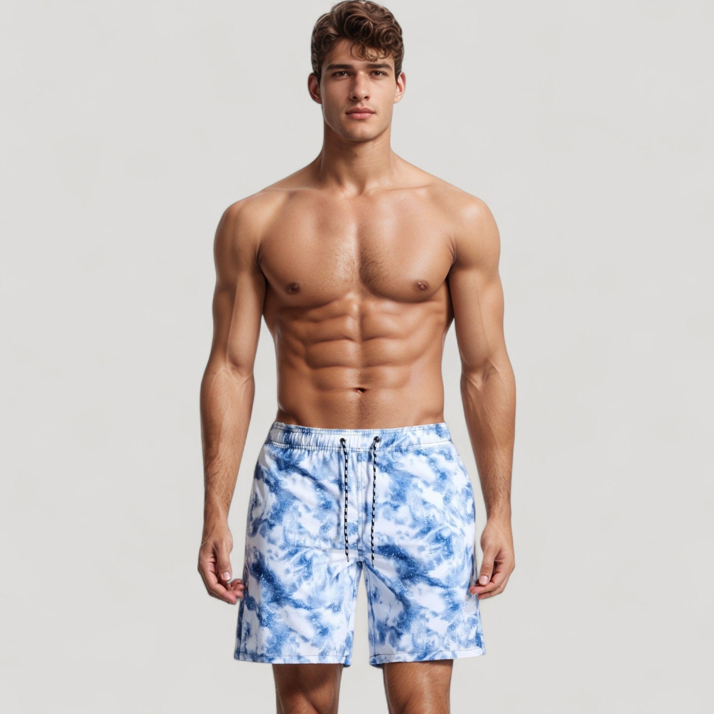 Men's Cloud Wash Swim Trunks with Elastic Drawstring Waist and Lightweight Quick-Dry Fabric