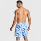 Men's Marble Tie-Dye Print Swim Shorts with Elastic Waistband and Adjustable Drawstring
