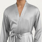 Men's Satin Robe with Classic Shawl Collar and Adjustable Waist Tie