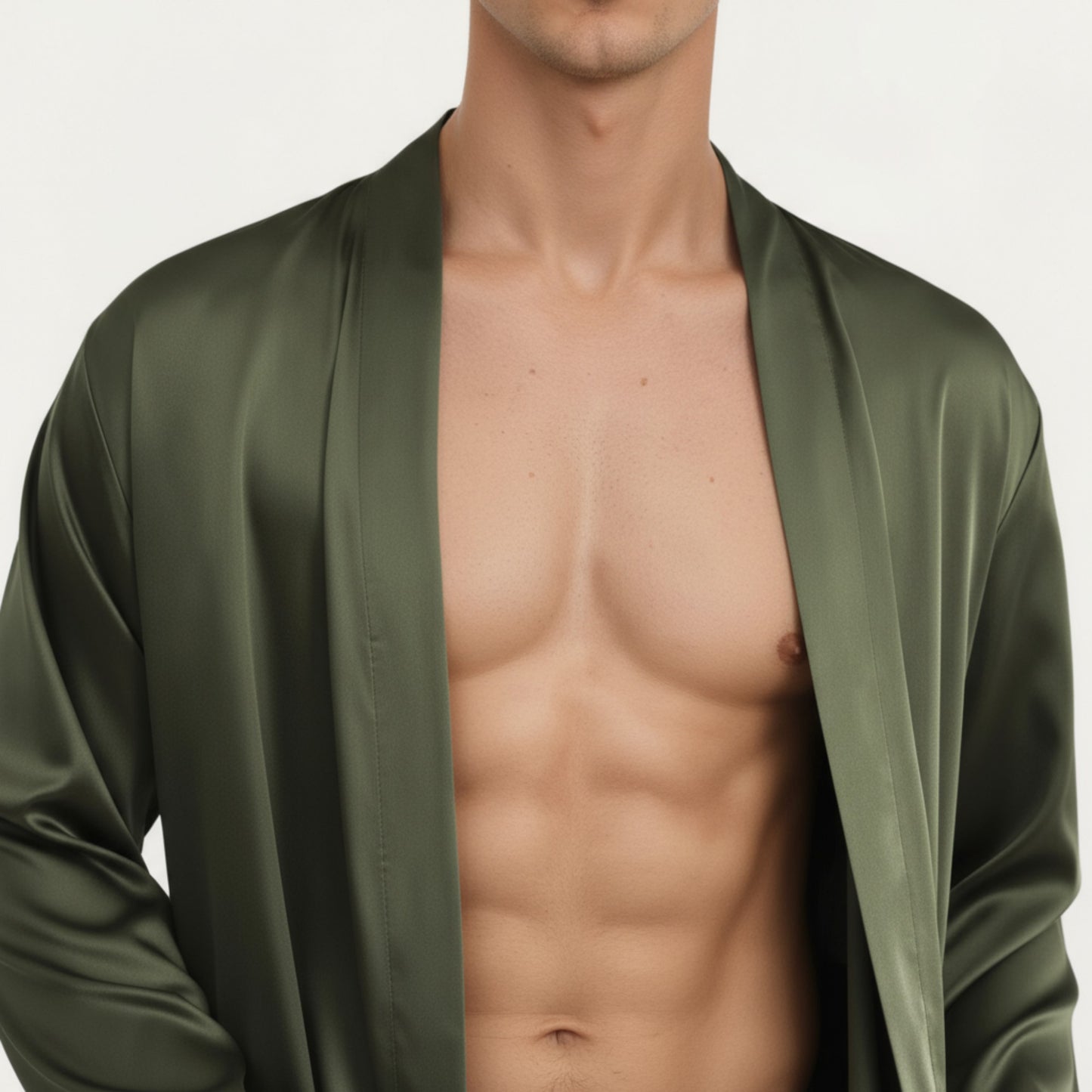 Men's Satin Robe with Classic Shawl Collar and Adjustable Waist Tie