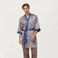 Men's 2-Piece Set Satin Robe and Pants with Paisley Print and Contrast Trim