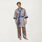Men's 2-Piece Set Satin Robe and Pants with Paisley Print and Contrast Trim