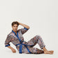 Men's 2-Piece Set Satin Robe and Pants with Paisley Print and Contrast Trim