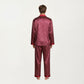 Men's 2-Piece Set Satin Pajamas with Geometric Print Contrast Collar and Button-Up Top