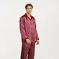 Men's 2-Piece Set Satin Pajamas with Geometric Print Contrast Collar and Button-Up Top